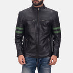 Men Night Trooper Black Motorcycle Racing Leather Biker Jacket