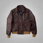 Men's A2 Bomber Flying RAF Aviator Sheepskin Leather Jacket