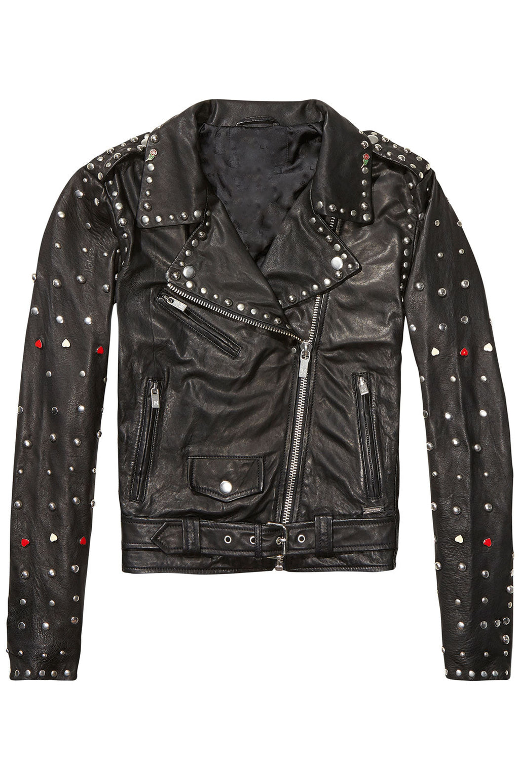 Black Women’s Spiked Studded Leather Motorcycle Jacket