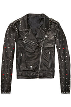Black Women’s Spiked Studded Leather Motorcycle Jacket