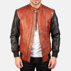 New Men Avan Black & Maroon Motorbike Moto Bomber Leather Biker Jacket