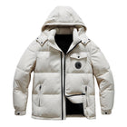 White Goatskin Leather Bomber Hooded Down Jacket