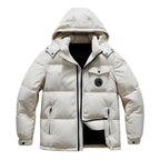 White Goatskin Leather Bomber Hooded Down Jacket
