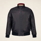 Men’s Shiny Black Bomber Leather Jacket