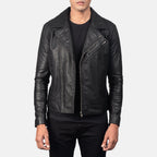 New Men Black Moto Racing Biker Leather Riding Jacket