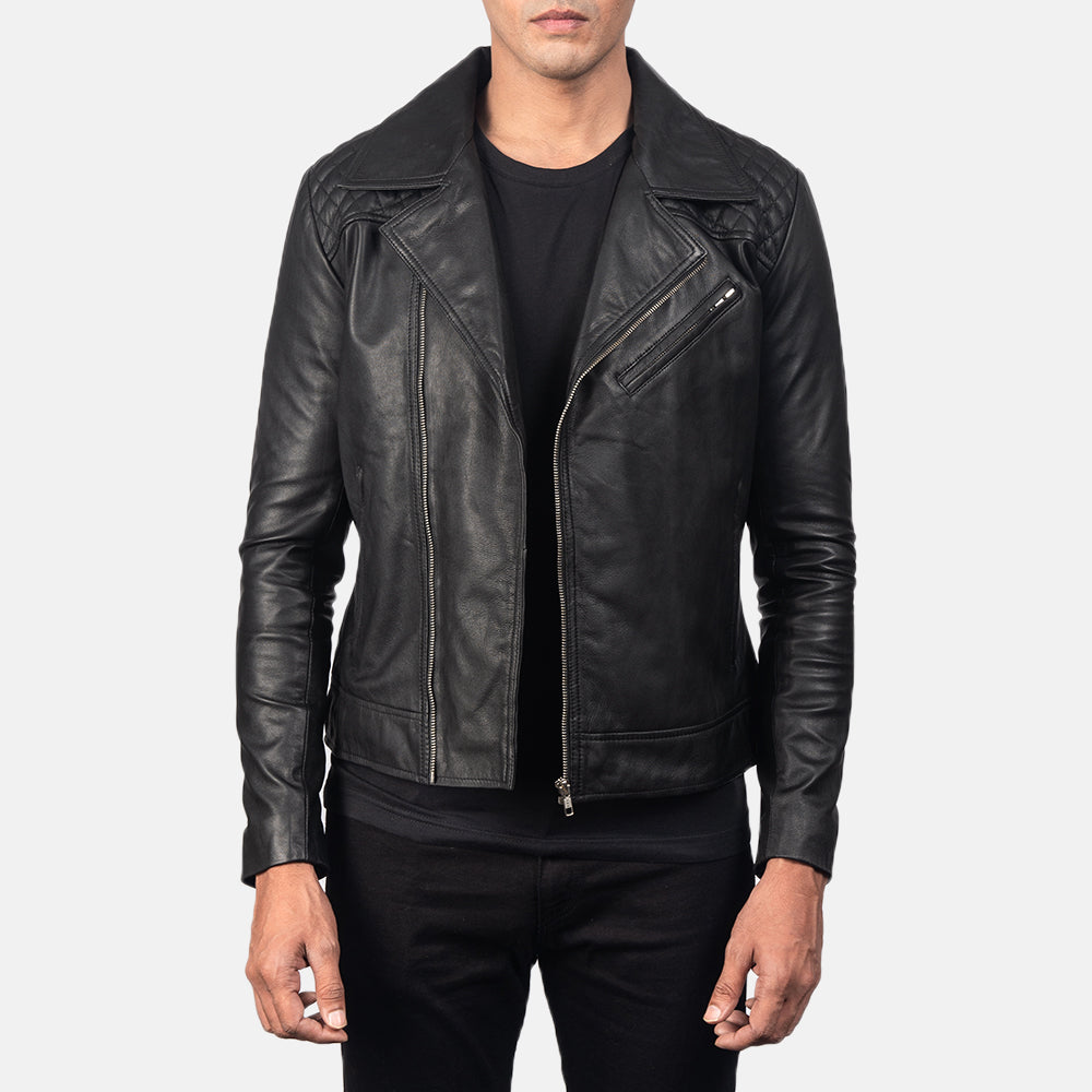 New Men Black Moto Racing Biker Leather Riding Jacket