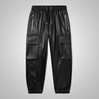 Black leather Sheep skin skinny leather jeans pant