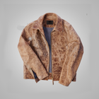 Mens Brown Vintage Distressed Real Leather Two Pocket Jacket