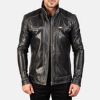 Hudson Black Riding Motorcycle Men Moto Leather Biker Jacket