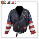 Vintage 80s USA Flag Brando Stars Studded Bomber Leather Jacket