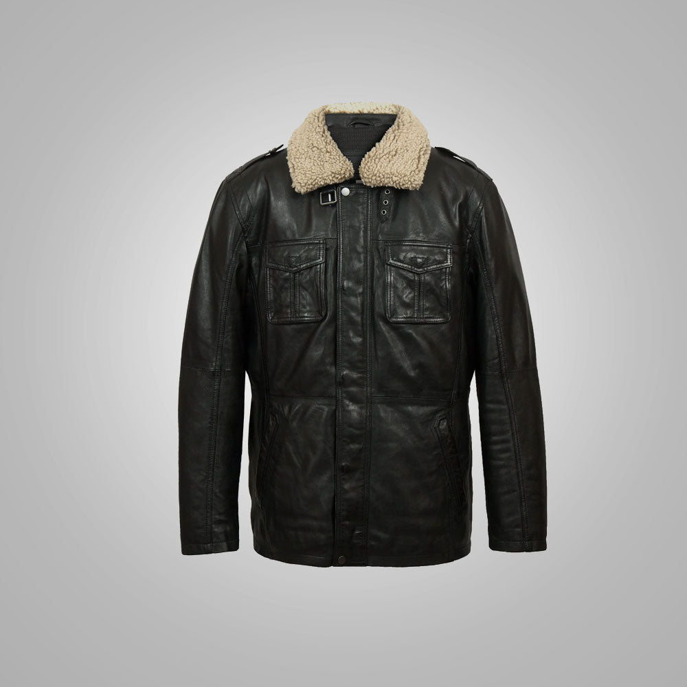 Men’s Black Sheep Nappa Leather Coat