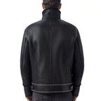 Black Fur Coat Shearling Sheepskin Warm Leather Jacket