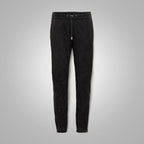 Men's Black Real Sheepskin Leather Jeans