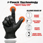 Milwaukee Leather MG7745 Women's Black Deerskin Laced Wrist Motorcycle Gloves w/ Gel Palm and i-Touch Screen
