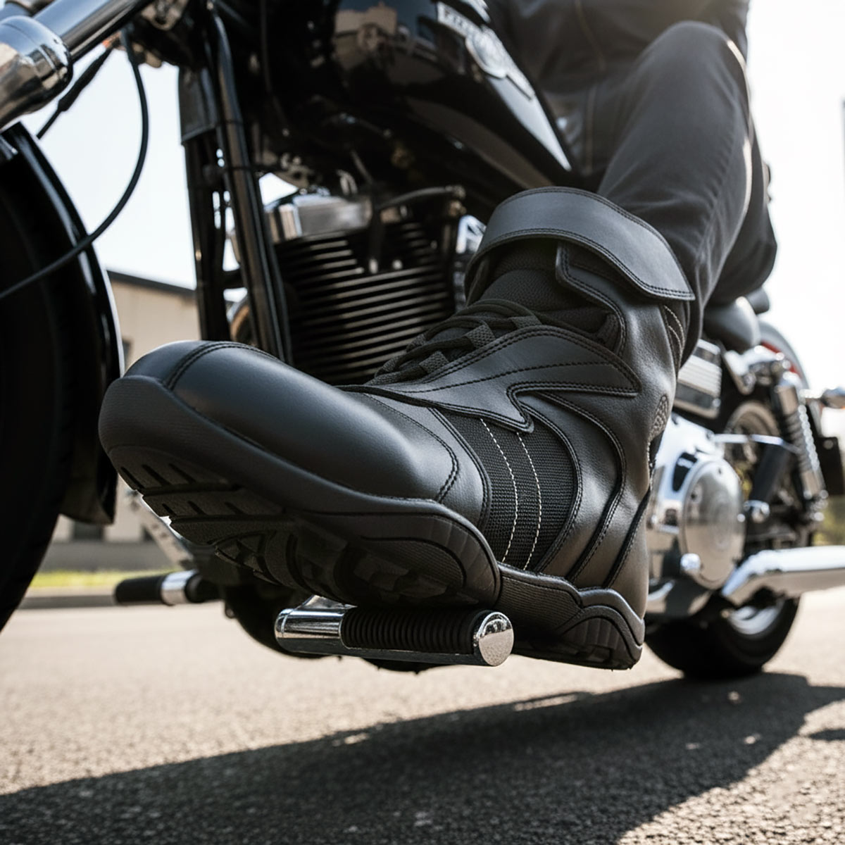 MMCC Men's Ridge Racer Black Motorcycle Boots - MBM9180