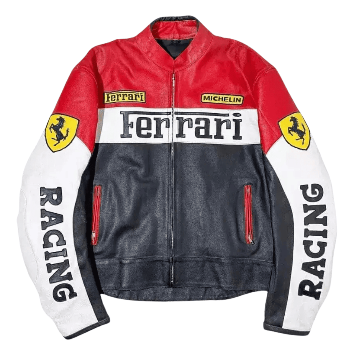 Ferrari F1 Men’s Red Leather Motorcycle Racing Jacket