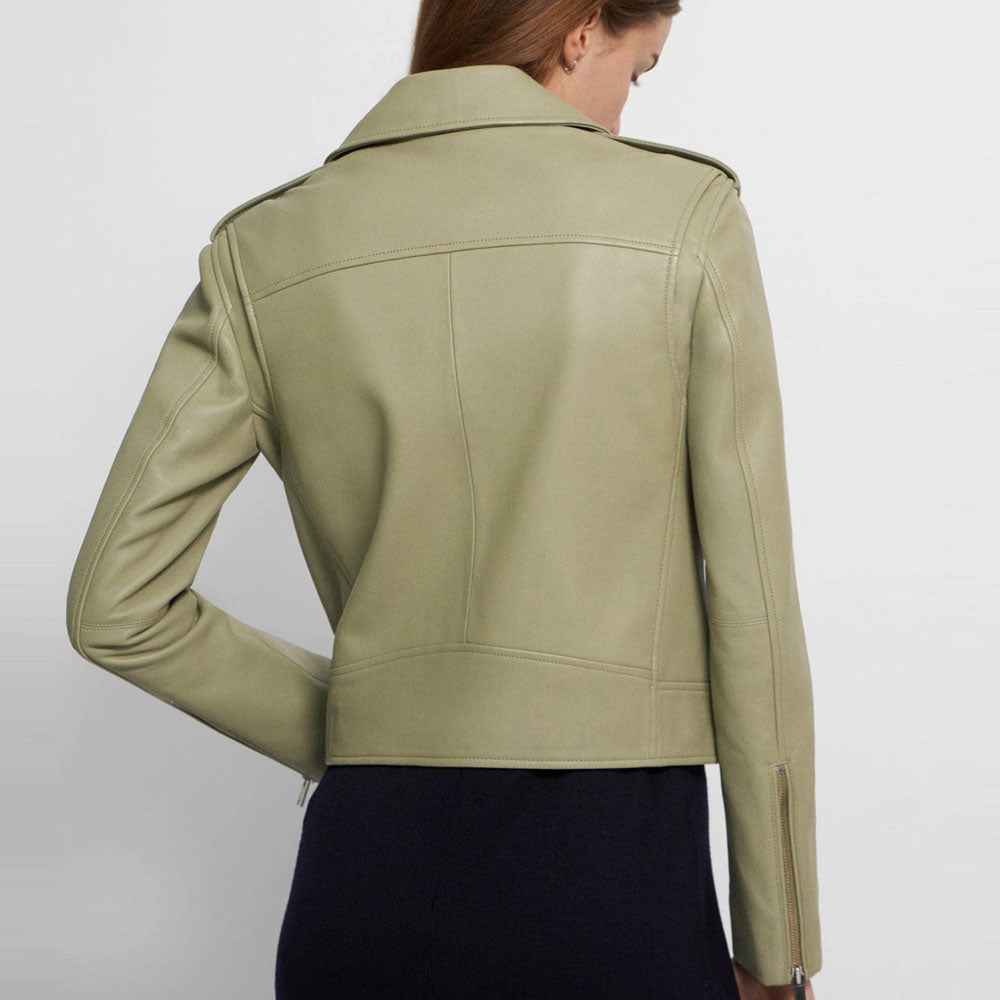Women's Classic Sheepskin Leather Biker Jacket