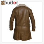 Men Brown Shearling Leather Trench Coat