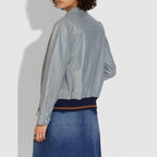 Women's Grey RAF Aviator Sheepskin Shearling Leather Jacket