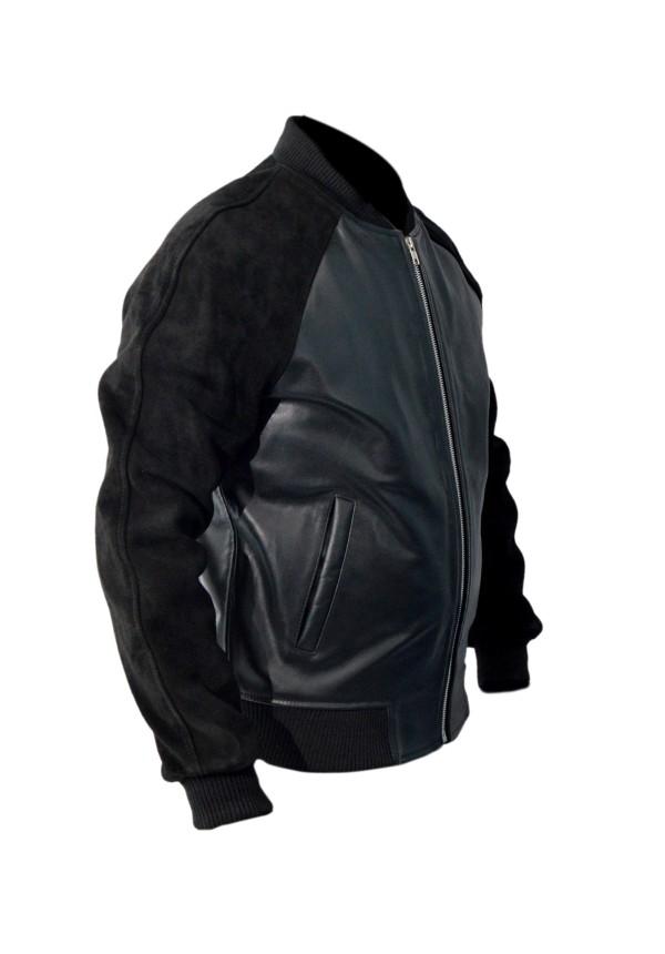 Andrew Garfield Black Leather Jacket With Suede