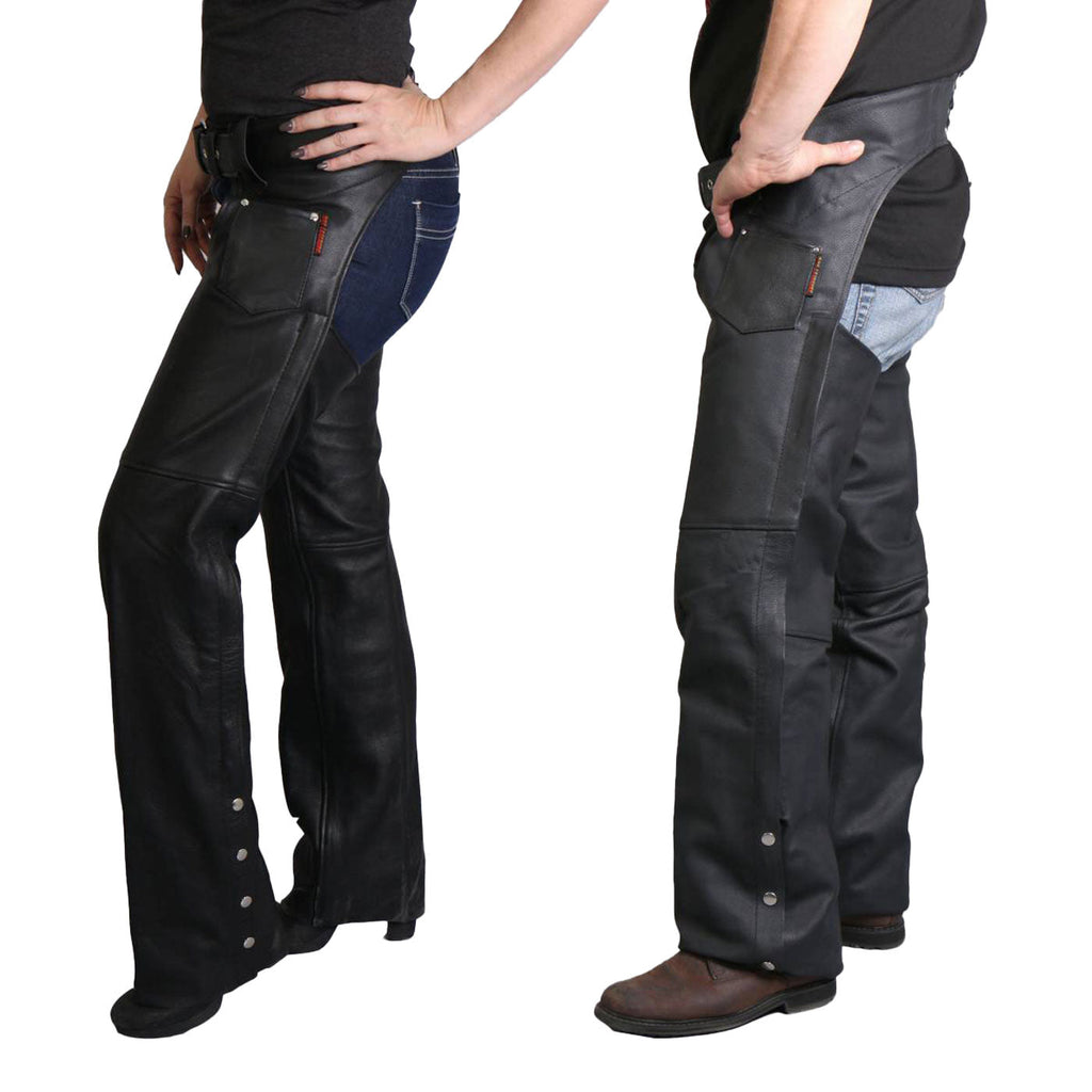Hot Leathers CHM1001 Best Selling Black Fully Lined Unisex Leather Chaps