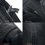Hot Leathers Ladies Silver Fringe Black Leather Motorcycle Jacket - JKL1028