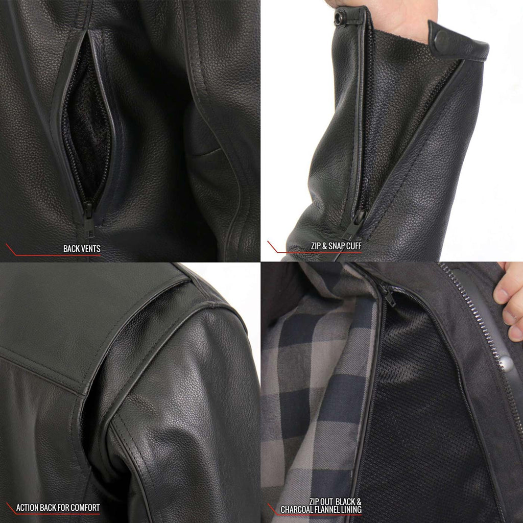 Hot Leathers Men's Lockstep Leather Motorcycle Jacket - JKM1028