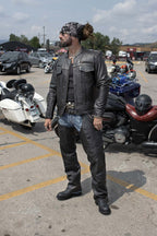Hot Leathers Men's Lockstep Leather Motorcycle Jacket - JKM1028