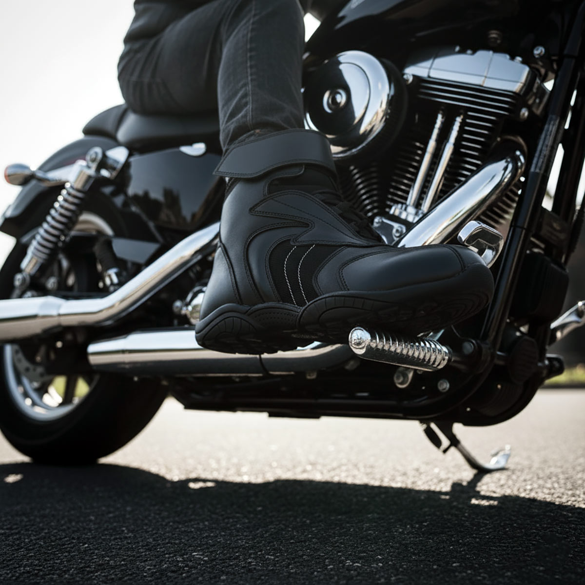 MMCC Men's Ridge Racer Black Motorcycle Boots - MBM9180