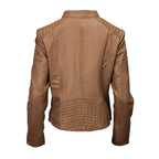 Milwaukee Leather LKL2736 Women's Cognac Premium Leather Scuba Style Biker Jacket w/ Mandarin Collar
