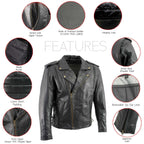 Milwaukee Leather Men's Premium Black Leather Motorcycle Riders Jacket with CE Armor Protection - LKM17003