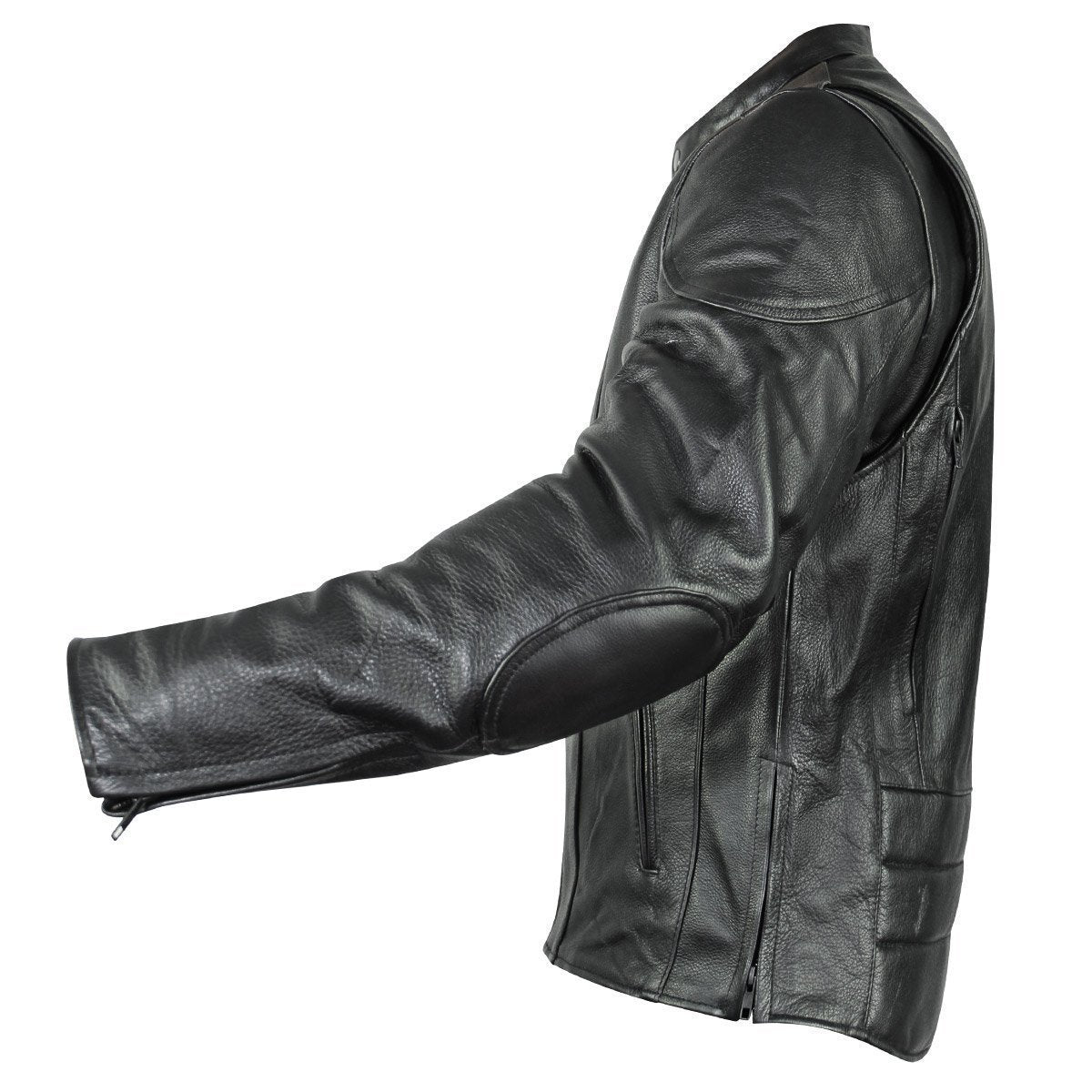 Milwaukee Leather Men's Premium Black Leather Motorcycle Riders Jacket with CE Armor Protection - LKM17003