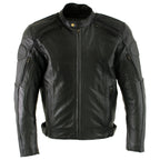 Milwaukee Leather Men's Premium Black Leather Racer Style Motorcycle Jacket with CE Armor - LKM17005