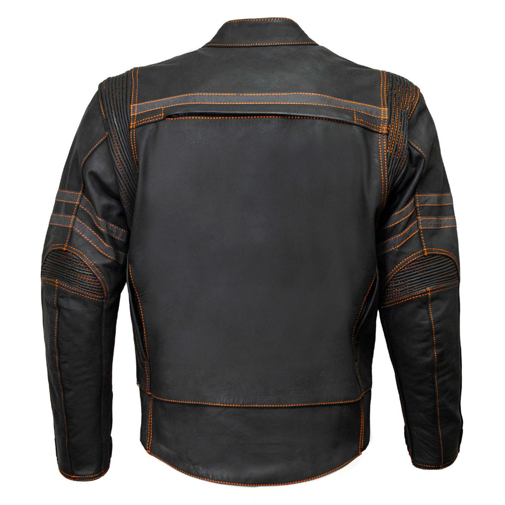 Milwaukee Leather Men's Matte Black 'Street' CE Armored Motorcycle Vented Jacket - Reflective - LKM17012