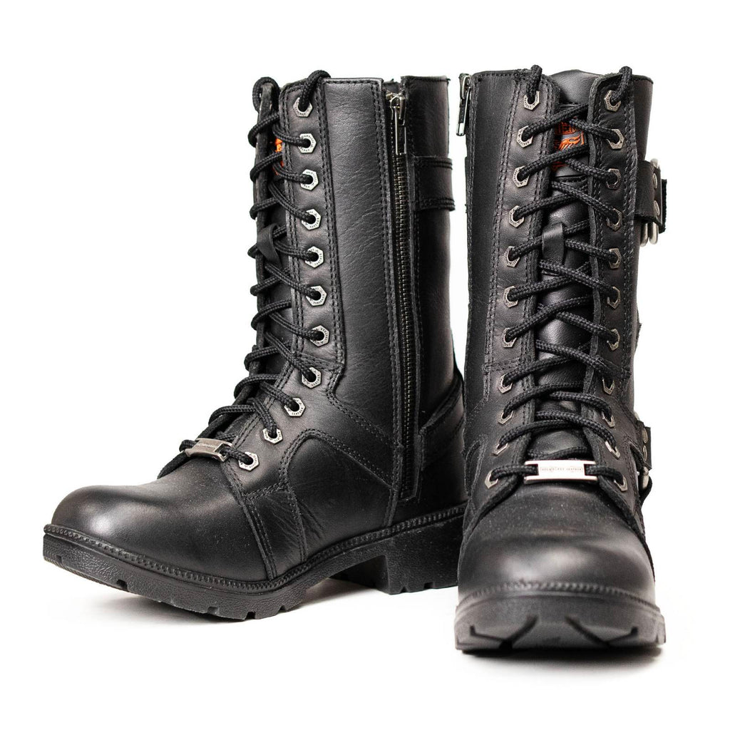 Milwaukee Leather Women's Premium Leather Motorcycle Riding Boots - Lace-To-Toe Harness - Zipper Closure - MBL9391