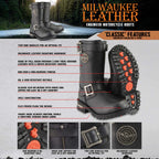 Milwaukee Leather Men's Axle Classic Black 11-Inch Engineer Motorcycle Leather Boots MBM9020