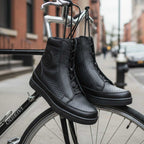 Milwaukee Leather Men's Black Leather Diamond Patterned Reinforced Street Biker Riding Shoes w/ Ankle Support - MBM9104