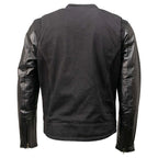 Milwaukee Leather Men's Night Shift Black Denim and Leather Sleeves Motorcycle Riders Jacket - MDM1003