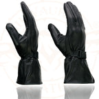 Milwaukee Leather MG7725 Women's Black Leather Gauntlet Motorcycle Gloves w/ Wrist Strap Closure