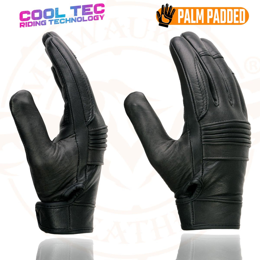 Milwaukee Leather MG7736 Women's Black Leather Gel Palm Motorcycle Gloves w/ Flex Knuckles and Cool-Tec Treatement