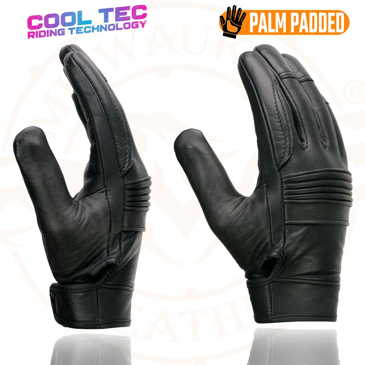 Milwaukee Leather MG7736 Women's Black Leather Gel Palm Motorcycle Gloves w/ Flex Knuckles and Cool-Tec Treatement