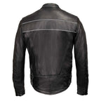 Milwaukee Leather USA MADE MLJKM5003 Men's Black Echo Premium Leather Motorcycle Jacket with Reflective Piping