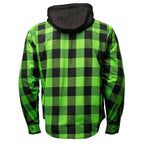 Milwaukee Leather Men’s Titans Green and Black Plaid Hooded Riding Shirt w/ CE Armor & Aramid Fiber Panels - MPM1659