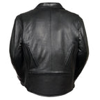 Milwaukee Leather Men's Premium Black Leather Beltless MC Style Motorcycle Jacket w/ Side Stretch - SH1057