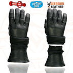 Milwaukee Leather SH870 Women's USA Deerskin Black Leather Gauntlet Winter Gloves w/ Gel Palm