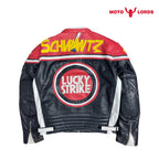 Plus Size Lucky Strike Leather Jacket in Red and Black