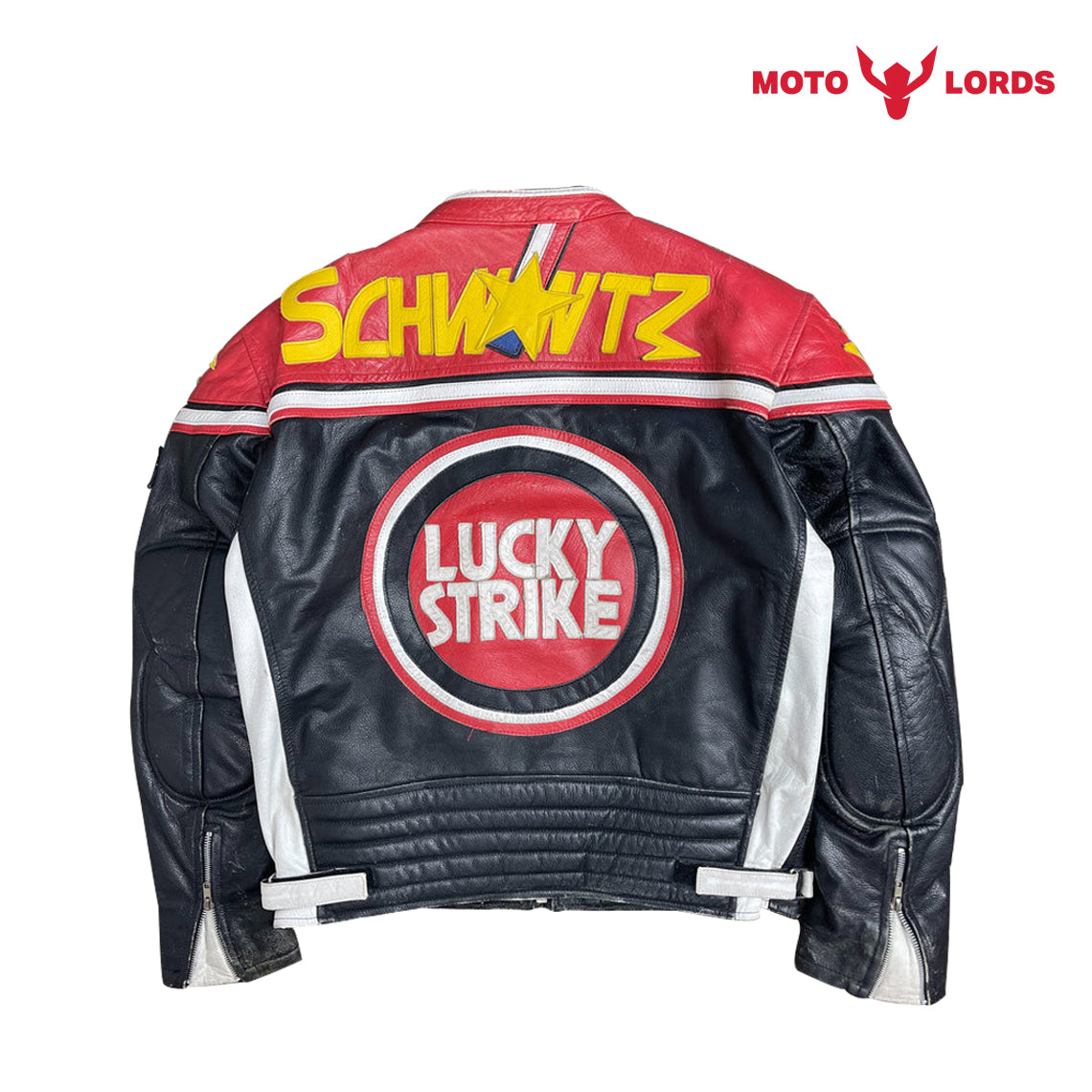 Plus Size Lucky Strike Leather Jacket in Red and Black