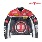 Plus Size Lucky Strike Leather Jacket in Red and Black
