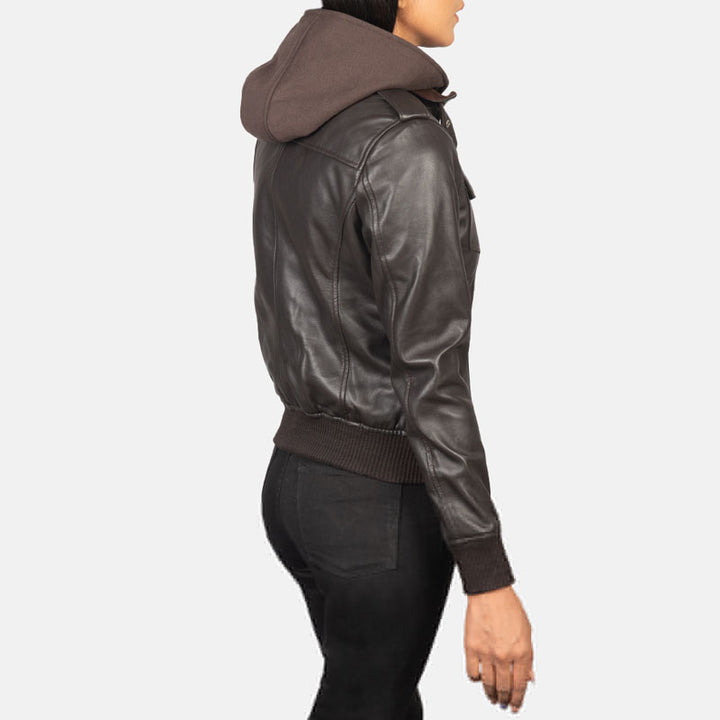 Zenna Black Leather Bomber Jacket
