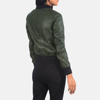 Ava MA-1 Green Leather Bomber Jacket
